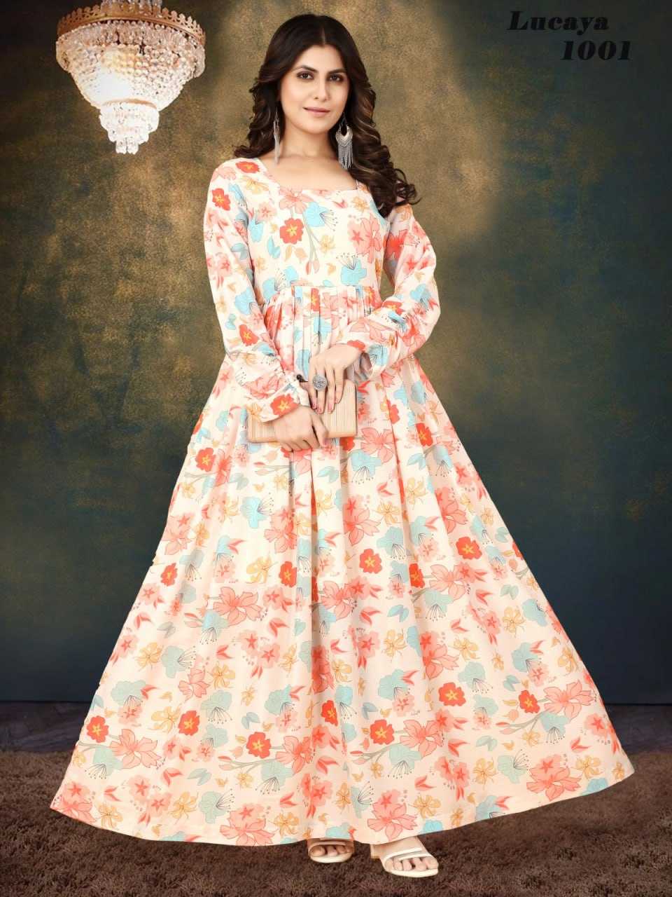 Heavy Muslin Ksb 1002 Gowns  Printed Anarkali Gown