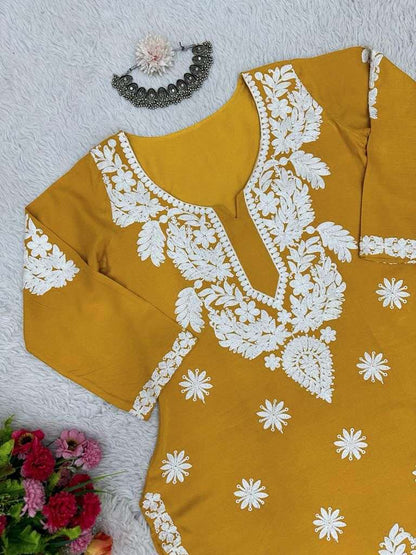 Heavy Rayon Rin133 1382 Kurtis  Long Rayon Kurtis With Bottom Fancy Kurtis