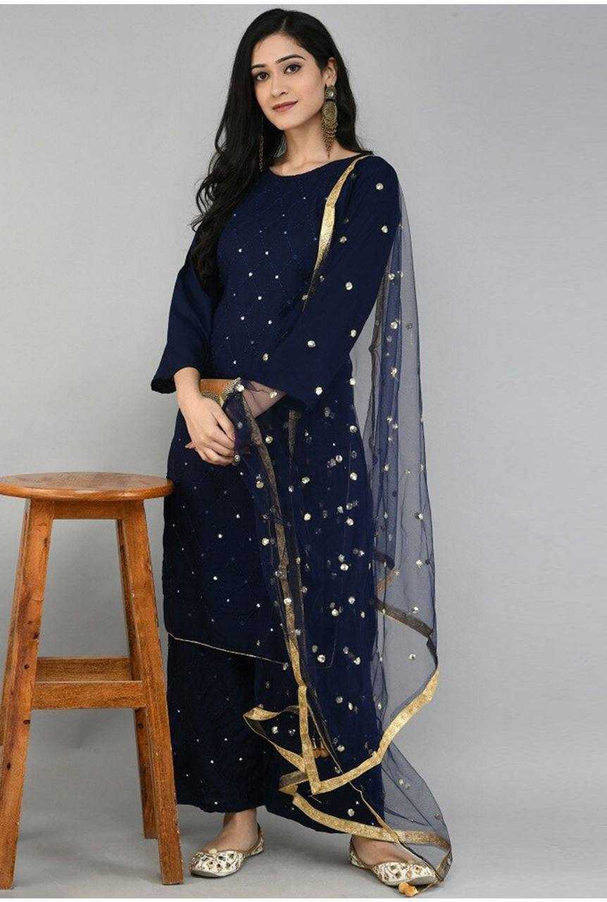 Heavy Rayon Rin158 Anamika Suits & Dresses  Embroidered Cotton Palazzo Suits