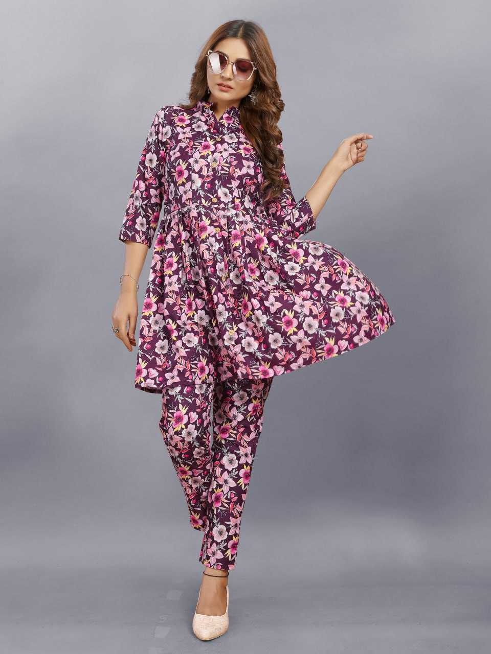 Heavy Rayon Srrt Ready To Wear 3 Western Wear  Co-Ord Set