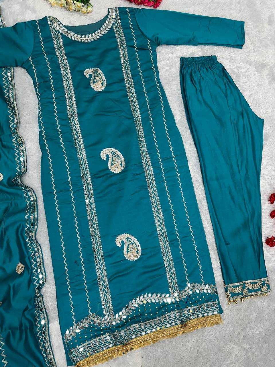 Heavy Roman Silk Kesh139 1641 Suits & Dresses  Pakistani Embroidery Palazzo Ladies Silk Suits