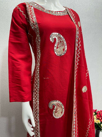 Heavy Roman Silk Kesh139 1641 Suits & Dresses  Pakistani Embroidery Palazzo Ladies Silk Suits