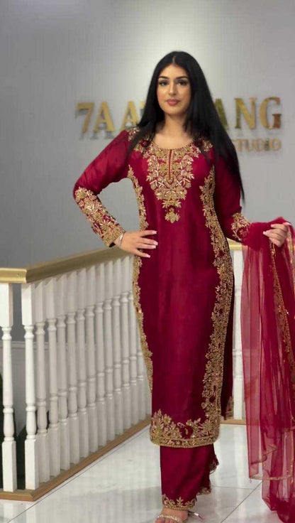 Heavy Roman Silk Kesh139 1647 Suits & Dresses  Ladies Pakistani Ladies Silk Wedding Suits