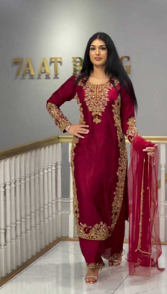 Heavy Roman Silk Kesh139 1647 Suits & Dresses  Ladies Pakistani Ladies Silk Wedding Suits