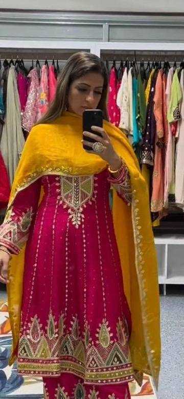 Heavy Roman Silk Kesh164 G50 Suits & Dresses  Embroidery Ladies Silk Pink Salwar Anarkali Suits Manufacture