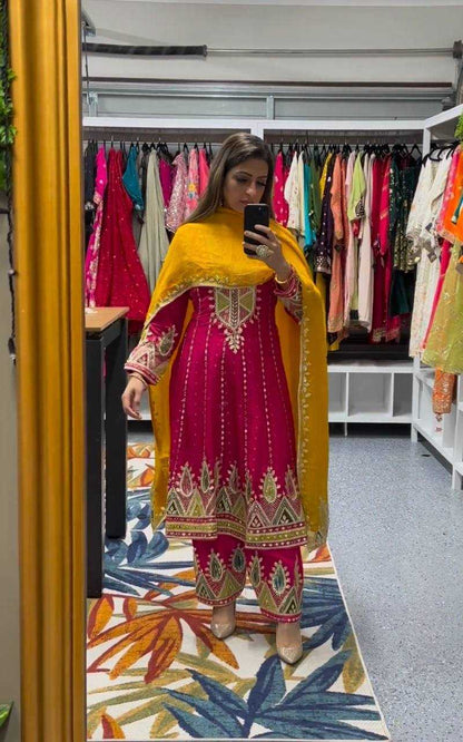 Heavy Roman Silk Kesh164 G50 Suits & Dresses  Embroidery Ladies Silk Pink Salwar Anarkali Suits Manufacture