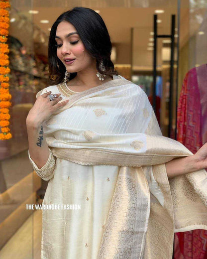 Heavy Roman Silk Kesh211 Ldy07 Suits & Dresses  Embroidered Ladies Silk Party Wear Wedding Red Salwar White Salwar Suits