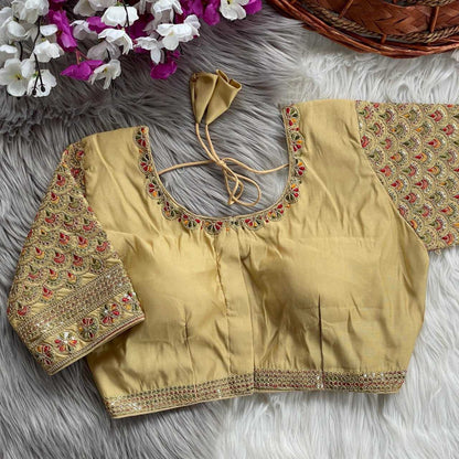 Heavy Roman Silk Rin117 216 Readymade Blouse  Sequence Embroidery Fashion Blouse