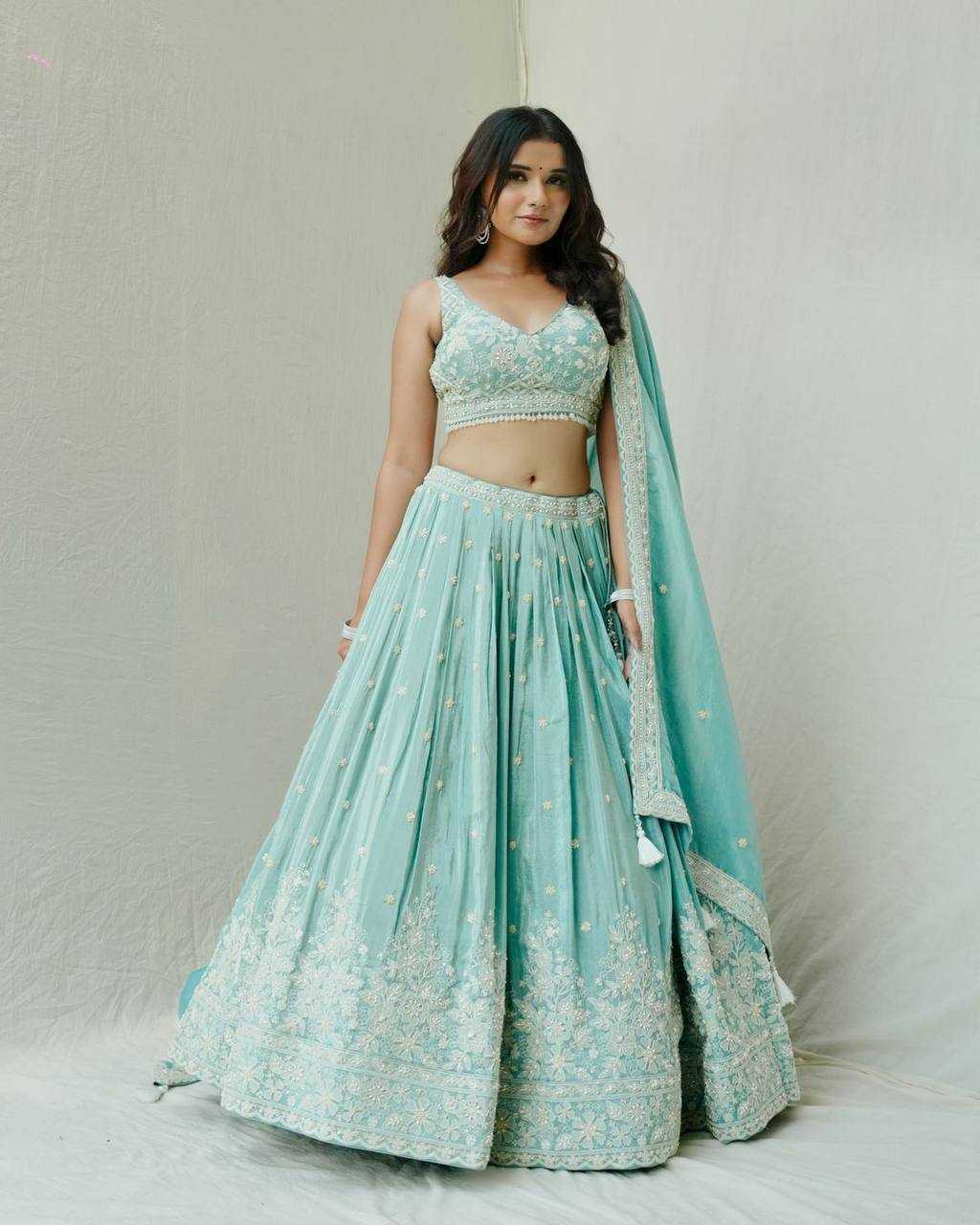 Heavy Roman Silk Rin162 299 Lehengas  Embroidered Traditional Silk Lehengas