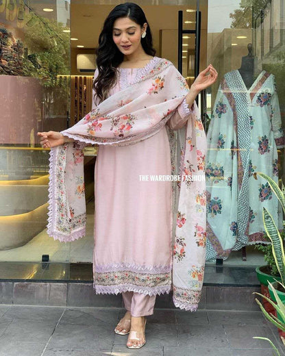 Heavy Roman Silk Rin201 Rrd02 Suits & Dresses Islamic Clothing  Ladies Pakistani Embroidered Ladies Silk Suits