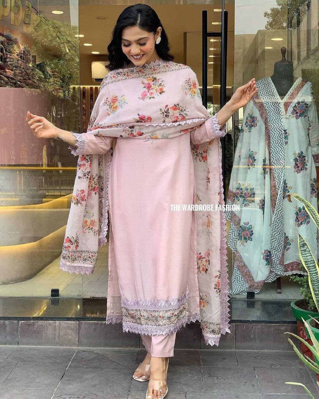 Heavy Roman Silk Rin201 Rrd02 Suits & Dresses Islamic Clothing  Ladies Pakistani Embroidered Ladies Silk Suits