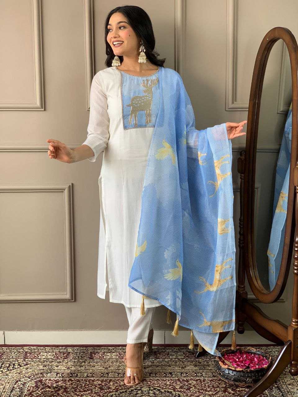 Heavy Roman Silk Smc 04 Suits & Dresses  Ladies Dresses Embroidery Suits E