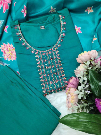 Heavy Roman Silk Smc Sofia Suits & Dresses  Embroidery Ladies Salwar Suits