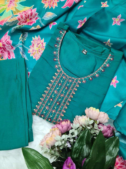 Heavy Roman Silk Smc Sofia Suits & Dresses  Embroidery Ladies Salwar Suits