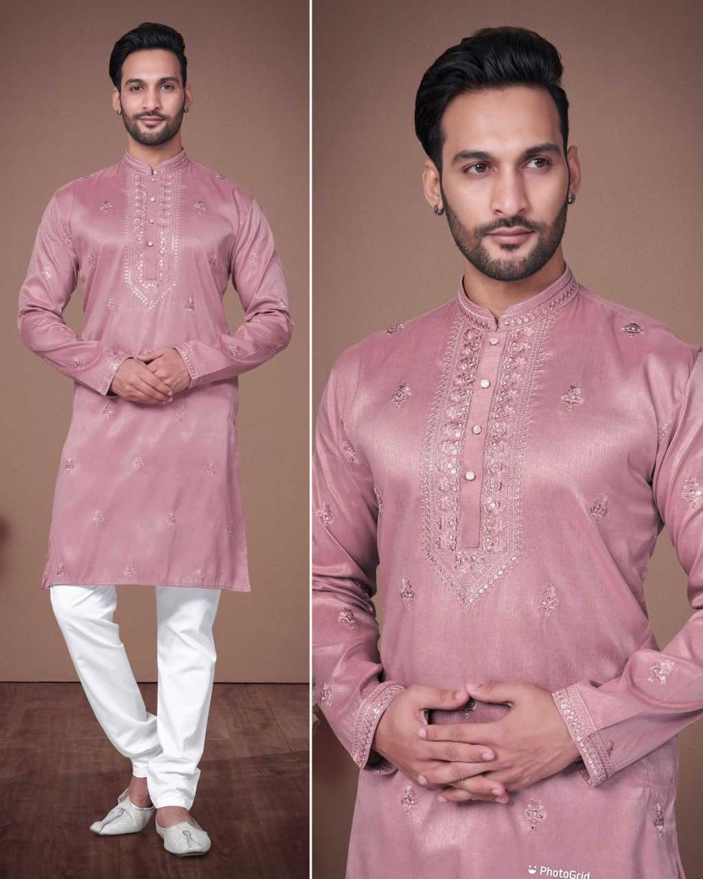 Heavy Silk Inl  253 Mens Wear  Mens Kurta Pyjama Silk Embroidered Kurta Pyjama