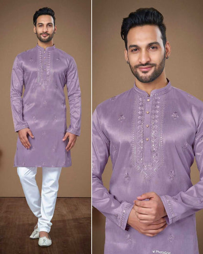 Heavy Silk Inl  253 Mens Wear  Mens Kurta Pyjama Silk Embroidered Kurta Pyjama