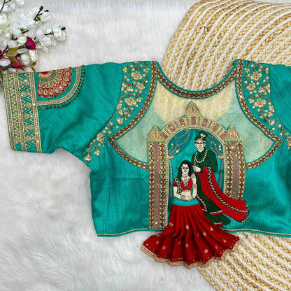 Italian Silk Rrk 01 Readymade Blouse  Sequence Embroidery Designer Blouse