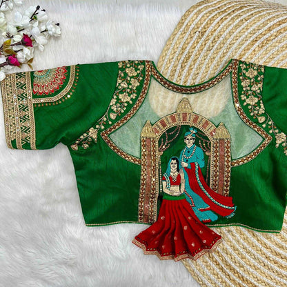 Italian Silk Rrk 01 Readymade Blouse  Sequence Embroidery Designer Blouse