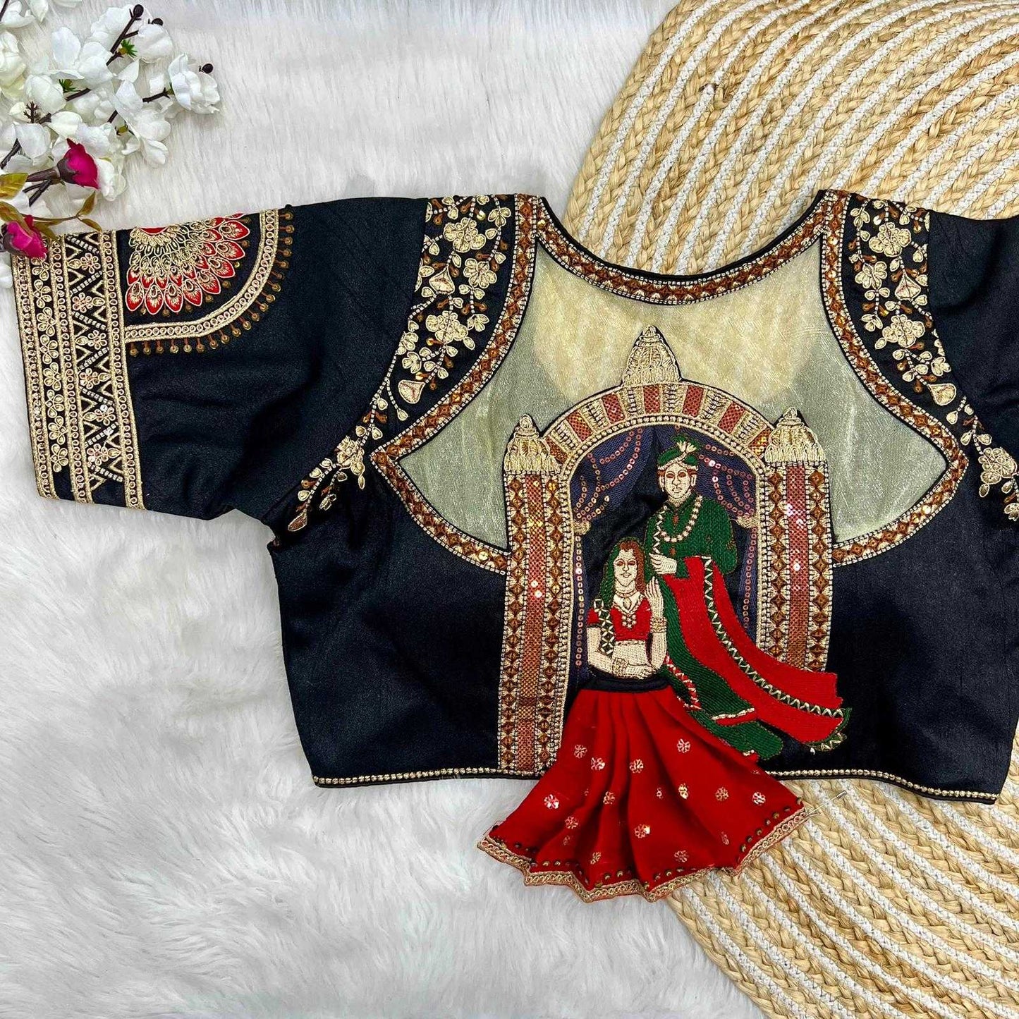 Italian Silk Rrk 01 Readymade Blouse  Sequence Embroidery Designer Blouse