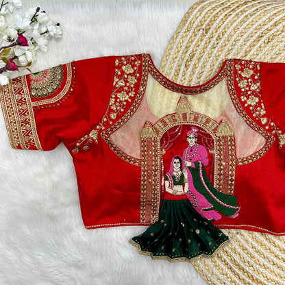 Italian Silk Rrk 01 Readymade Blouse  Sequence Embroidery Designer Blouse