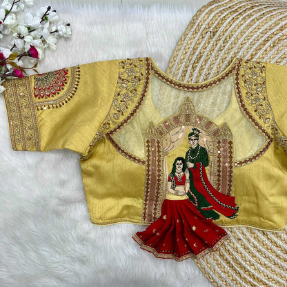 Italian Silk Rrk 01 Readymade Blouse  Sequence Embroidery Designer Blouse