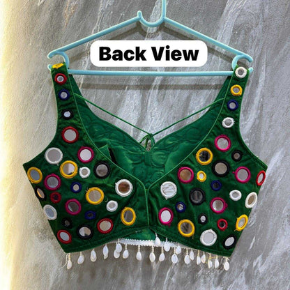 Italian Silk Rrk 11 Readymade Blouse  V-Neck Sleeveless Kutch Work Blouse