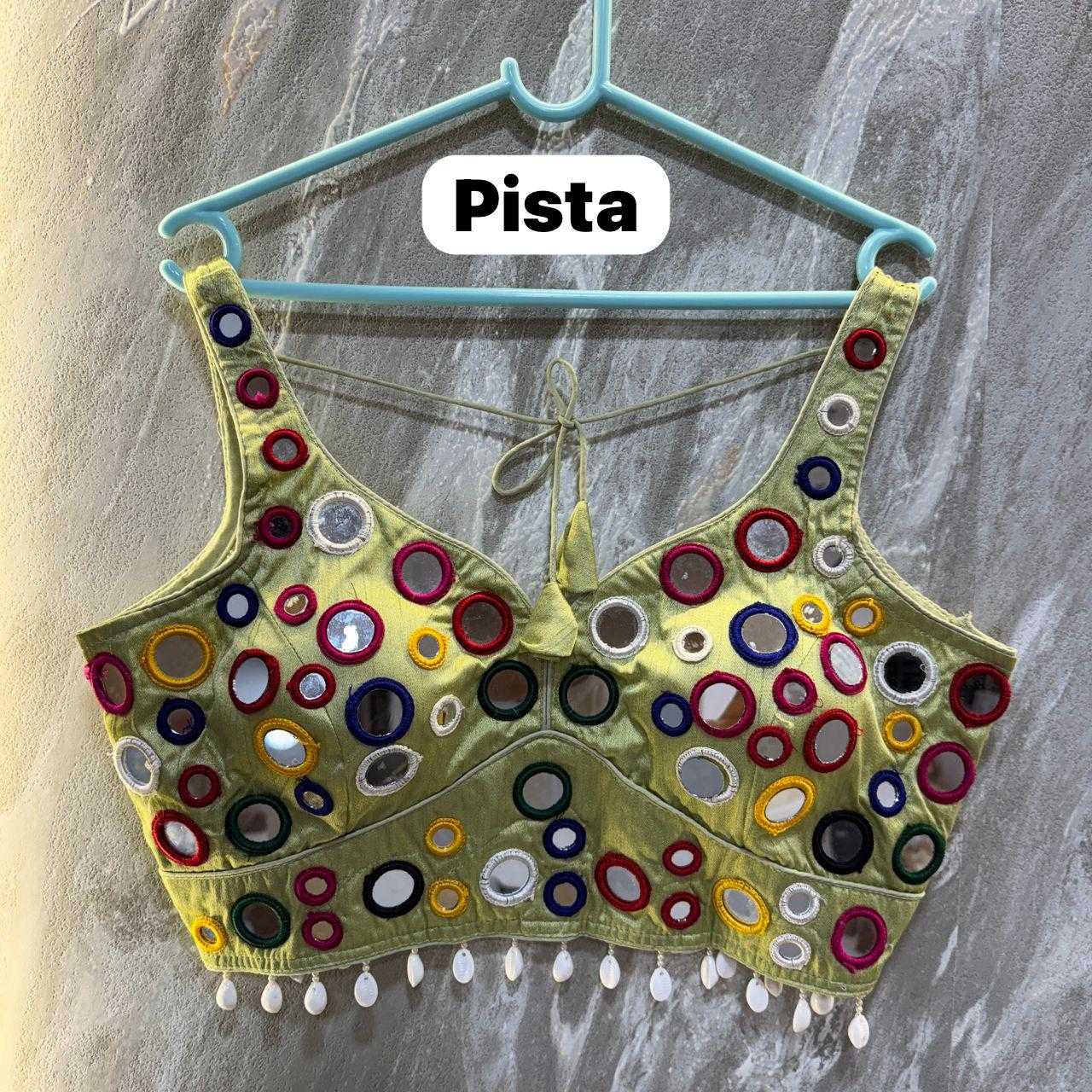 Italian Silk Rrk 11 Readymade Blouse  V-Neck Sleeveless Kutch Work Blouse