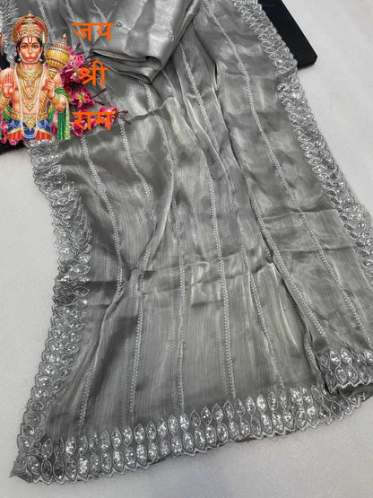 Jimmy Choo Kesh181 Barbary Sarees  Jimmy Choo Fancy Party Wear Sequence Sarees