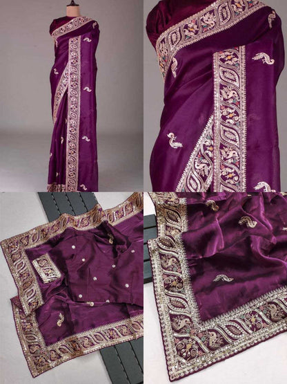 Jimmy Choo Kesh188 9196 Sarees  Jimmy Choo Party Wear Sequence Silk Purple Sarees