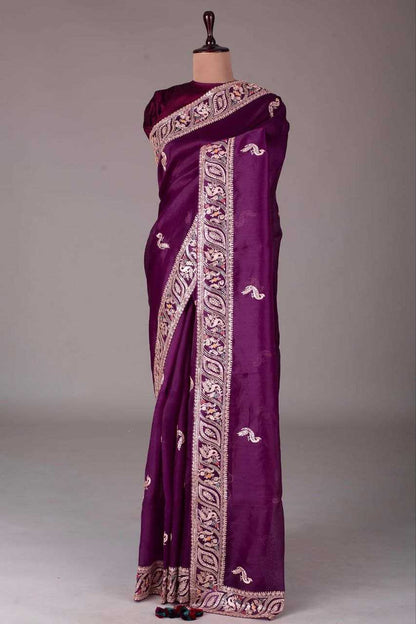 Jimmy Choo Kesh188 9196 Sarees  Jimmy Choo Party Wear Sequence Silk Purple Sarees