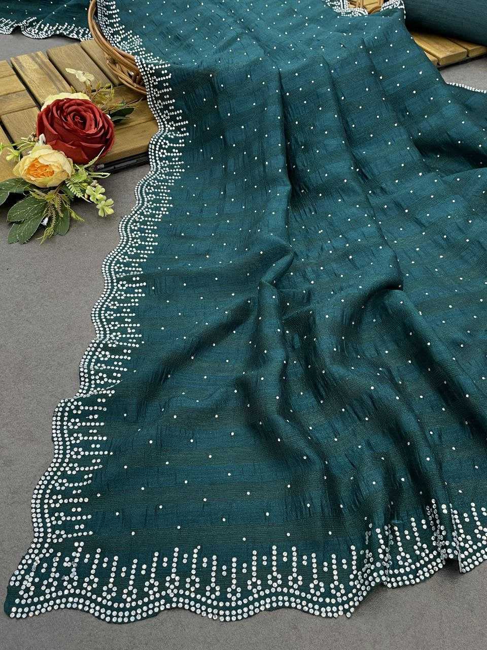 Jimmy Choo Kesh189 Avani Sarees  Jimmy Choo Fancy Work Cutwork Swarovshi Sarees