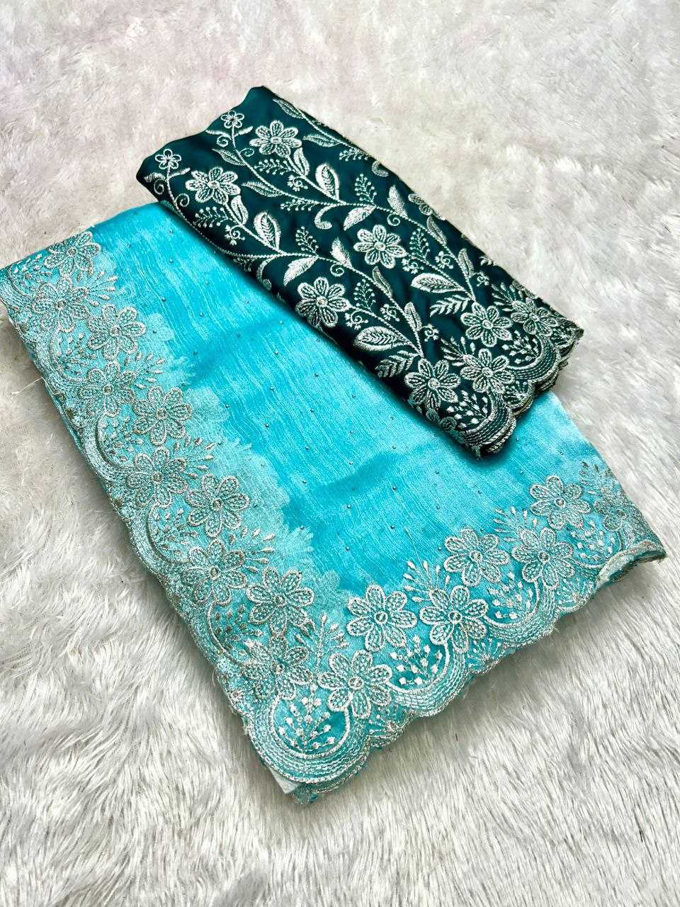 Jimmy Choo Kesh202 Aks25 Sarees  Jimmy Choo Party Wear Fancy Embroidered Cutwork Sarees