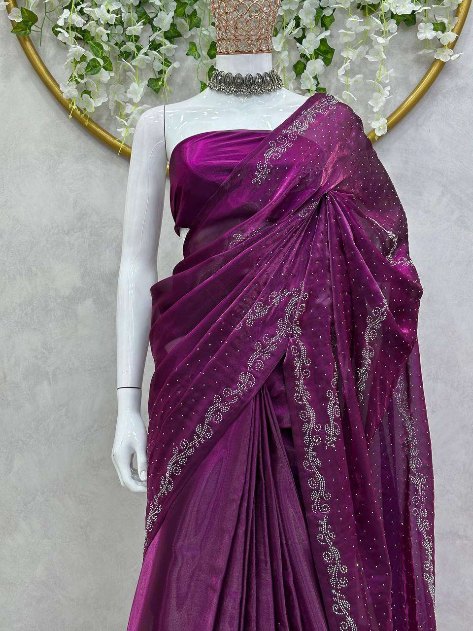 Jimmy Choo Rin133 457 Sarees  Jimmy Choo Party Wear Work Zari Border Sarees