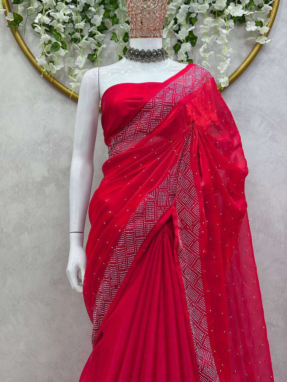 Jimmy Choo Rin133 457 Sarees  Jimmy Choo Party Wear Work Zari Border Sarees