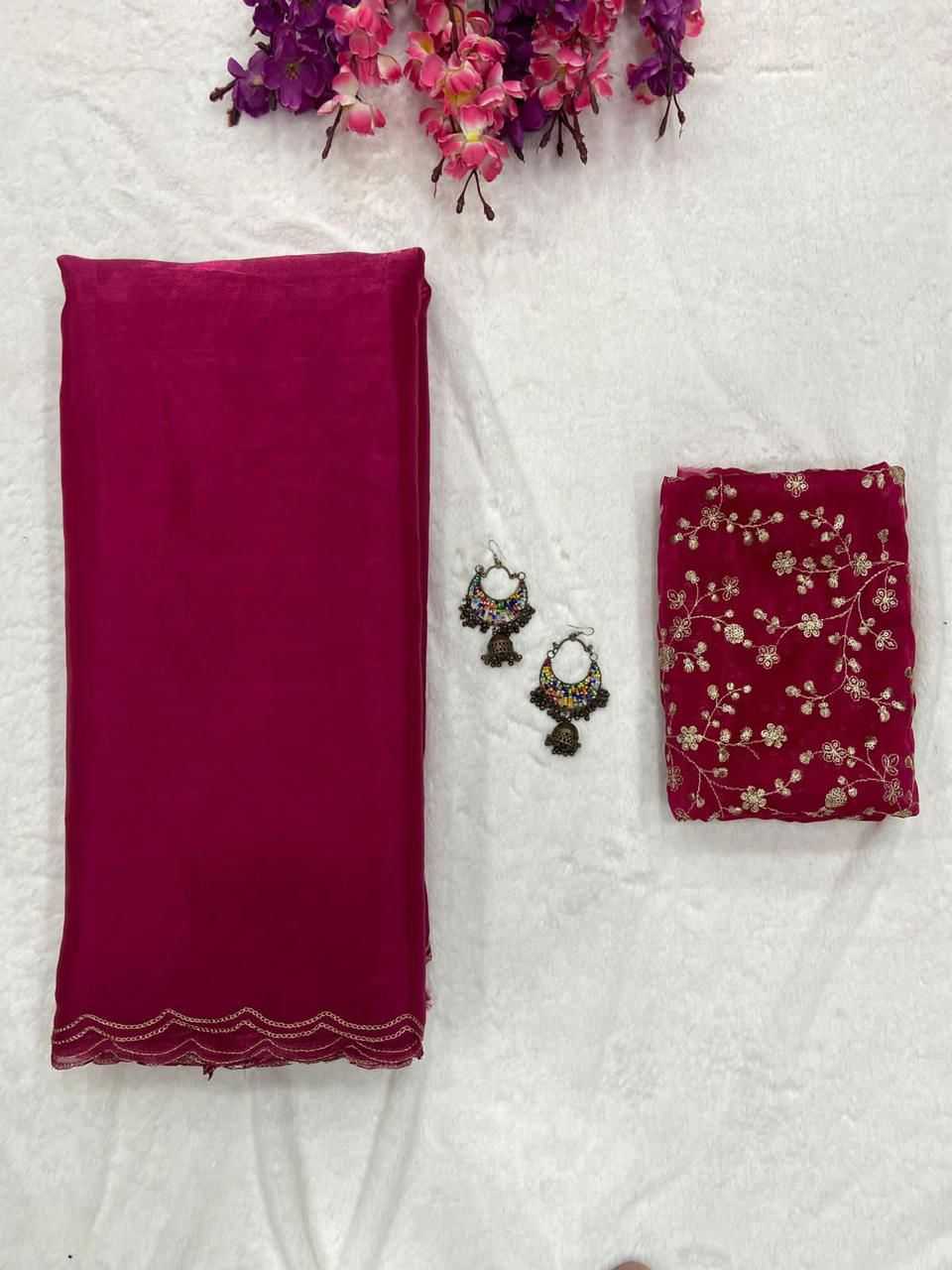 Jimmy Choo Run Aari Sarees  Fancy Jimmy Choo Plain Rakhi Sarees