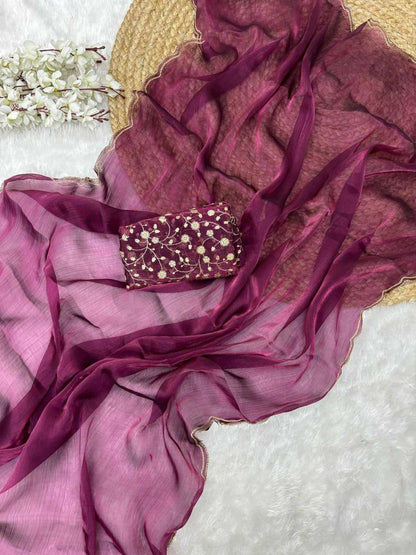 Jimmy Choo Run Aari Sarees  Fancy Jimmy Choo Plain Rakhi Sarees