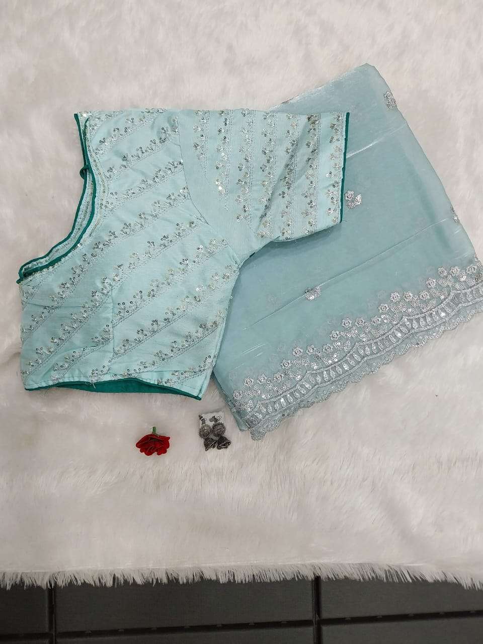 Jimmy Choo Syf Falguni Sarees  Jimmy Choo Sequence Lace Border Sarees