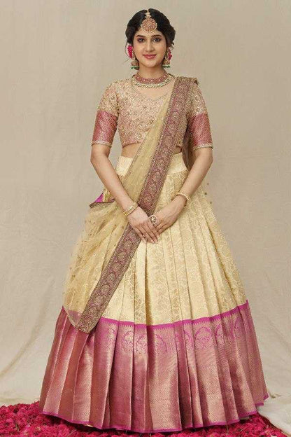 Kanjivaram Silk Kesh162 Vrt20 Lehengas  Lehenga Sarees Silk Zari Work Golden Lehengas