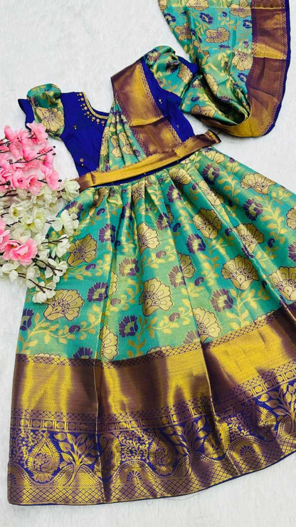 Kanjivaram Silk Ref 11 Kids Wear  Kids Gowns