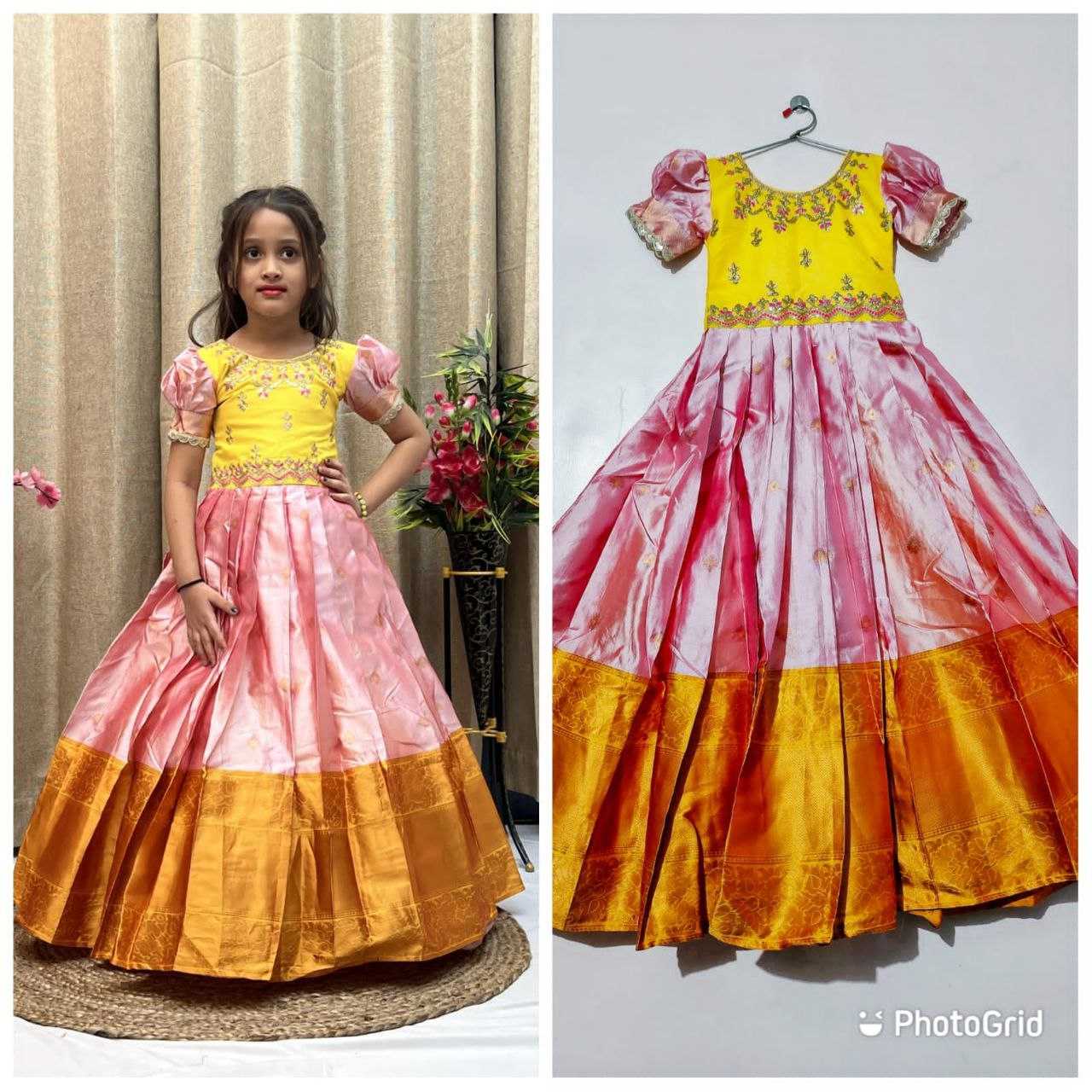 Kanjivaram Silk Rpvr Kanjivaram  Kids Gowns