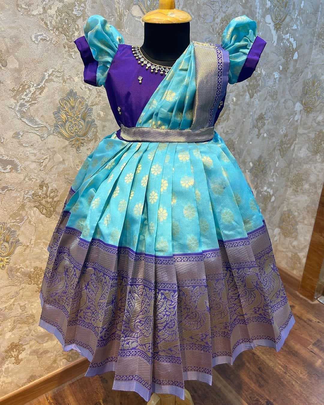 Kanjivaram Silk Rpvr Kanjivaram   Kids Gowns