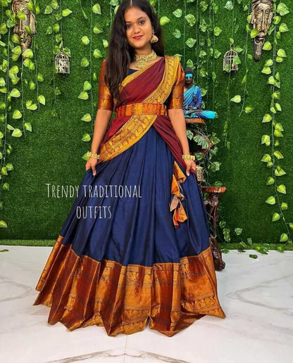 Kanjivaram Silk Rpvr Narayanapet Lehengas  Traditional Lehenga E