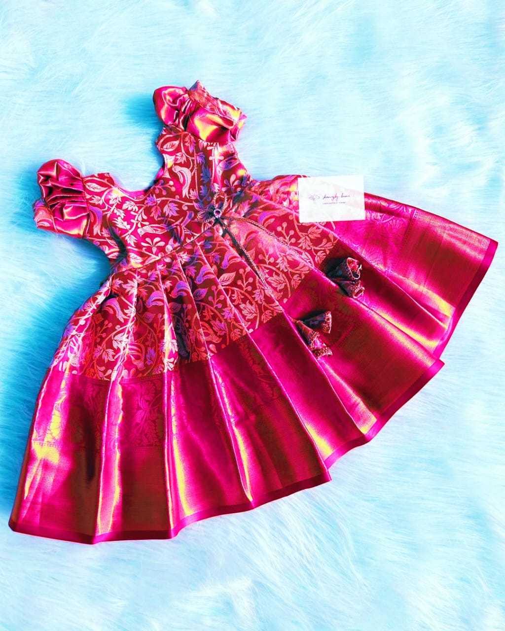 Kanjivaram Silk Rpvr Same Kids Wear  Kids Gowns E