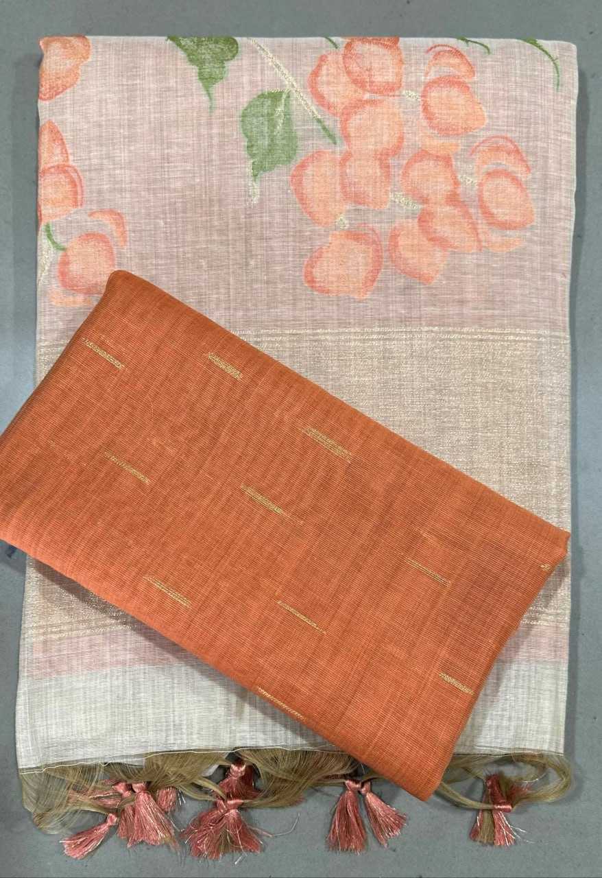 Khadi Cotton Rin163 Rae31 Sarees  Printed Cotton Linen Sarees