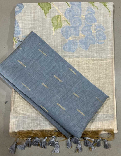 Khadi Cotton Rin163 Rae31 Sarees  Printed Cotton Linen Sarees