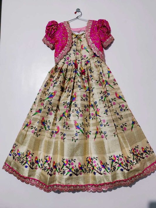 Kota Silk Rpvr Flair Kids Wear  Kids Gowns E