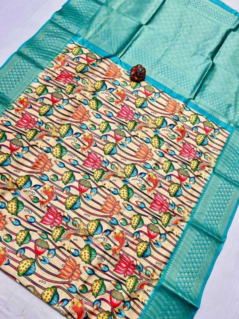 Lichi Silk Kesh183 Flying Fish Silk Sarees  Soft Silk Printed Silk Pure Silk Zari Border Silk Sarees