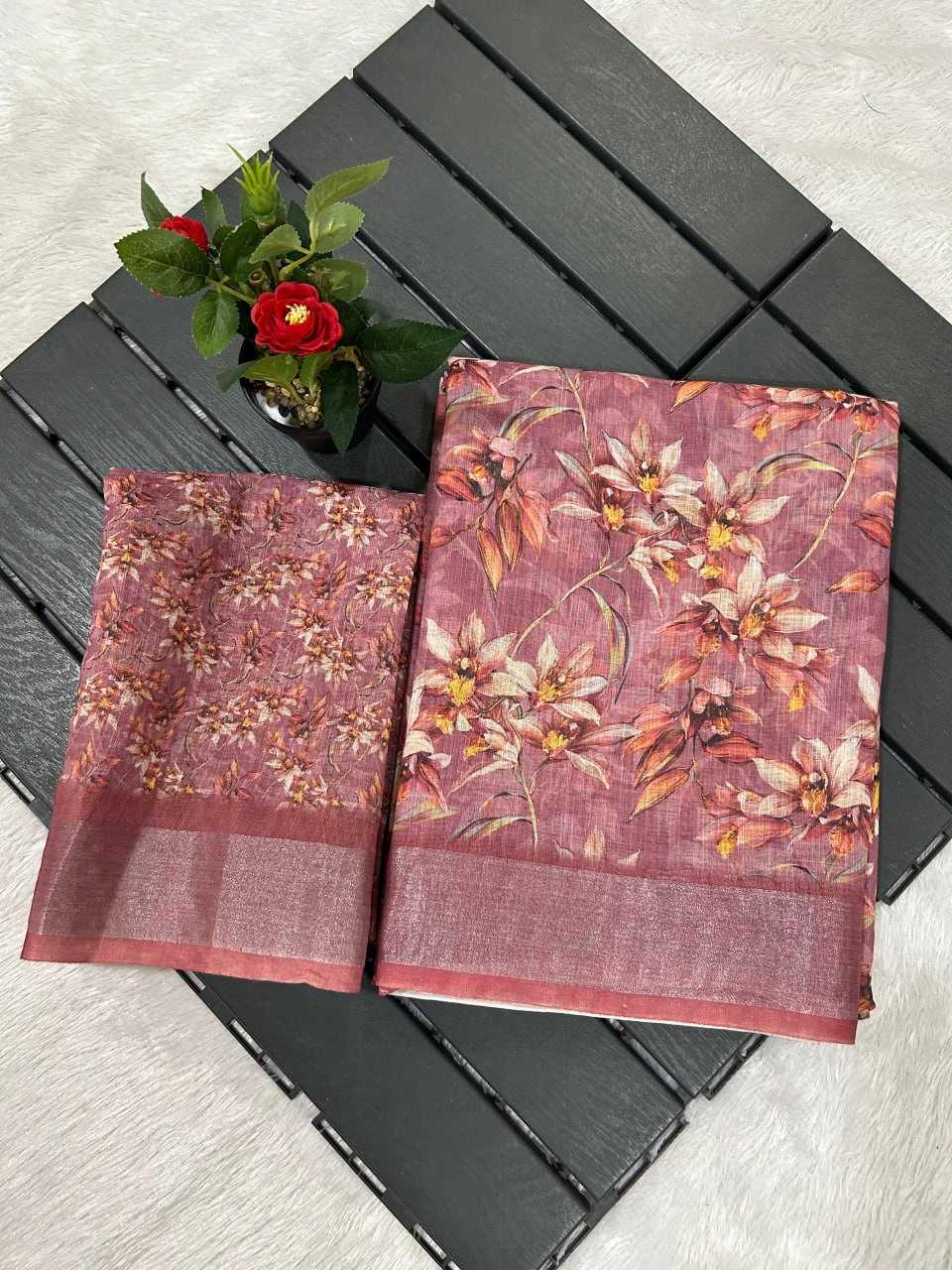 Linen Kesh174  Mnf10 Sarees  Printed Ladies Cotton Linen Sarees