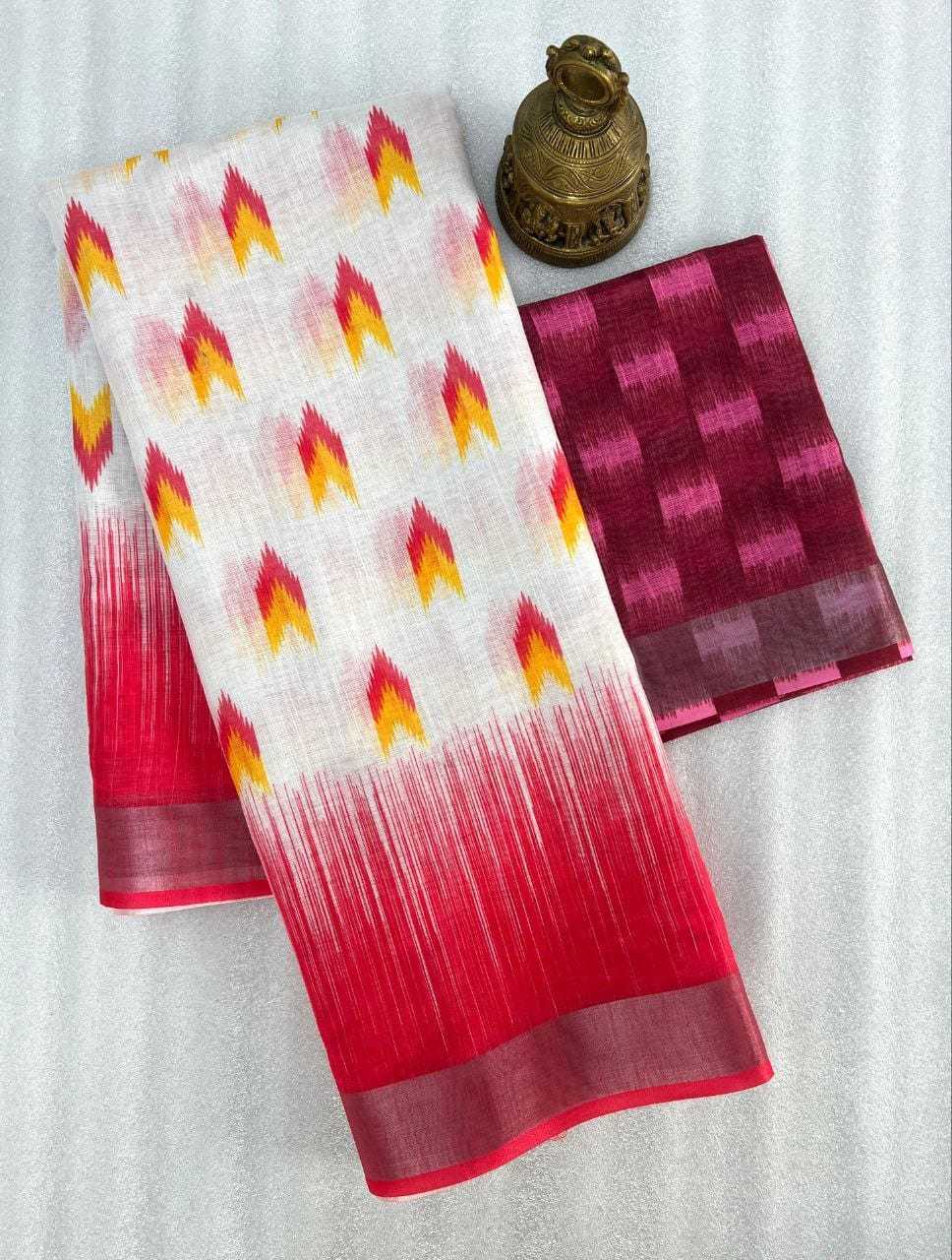 Linen Kesh223 453 Sarees  Printed Ladies Zari Border Lightweight Sarees