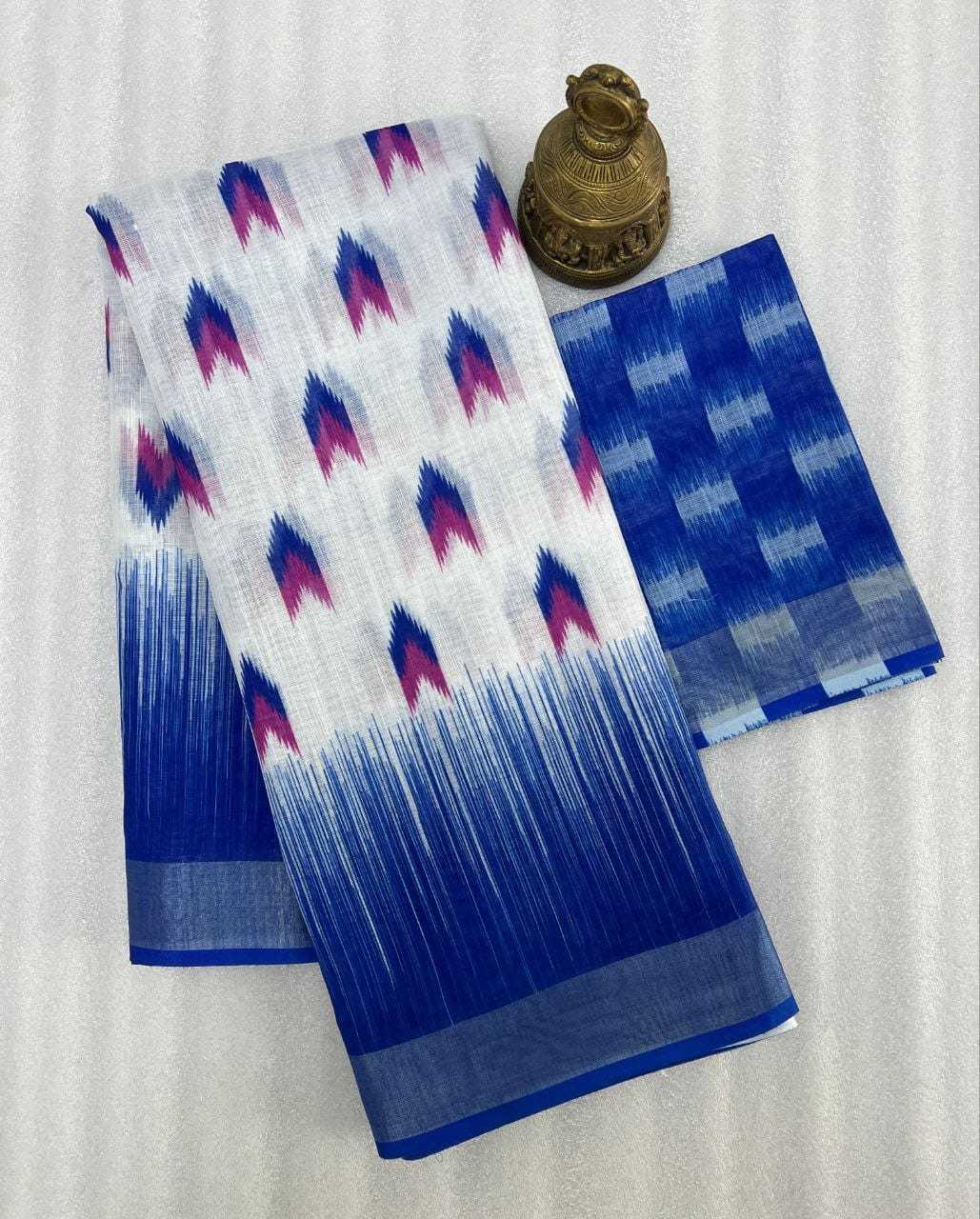 Linen Kesh223 453 Sarees  Printed Ladies Zari Border Lightweight Sarees